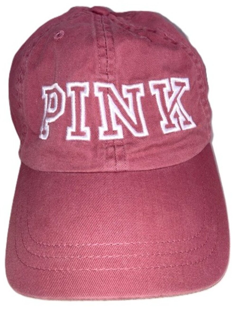 PINK Victoria's Secret Dusty Rose Baseball Cap White Embroidered Logo OS